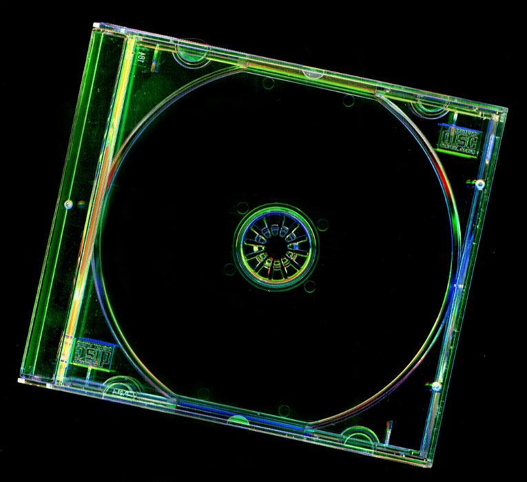 Free Stock Photo: glowing edges of a CD music jewel case with black background