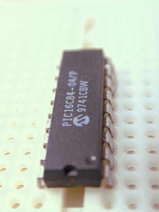 Free Stock Photo: A integrate circuit inserted into a prototype or breadboard