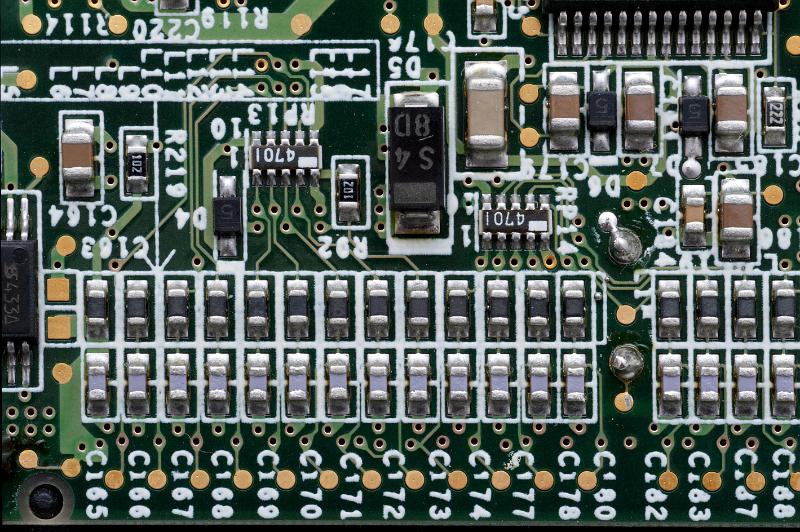 Free Stock Photo: Close-up view of electronic components on computer board