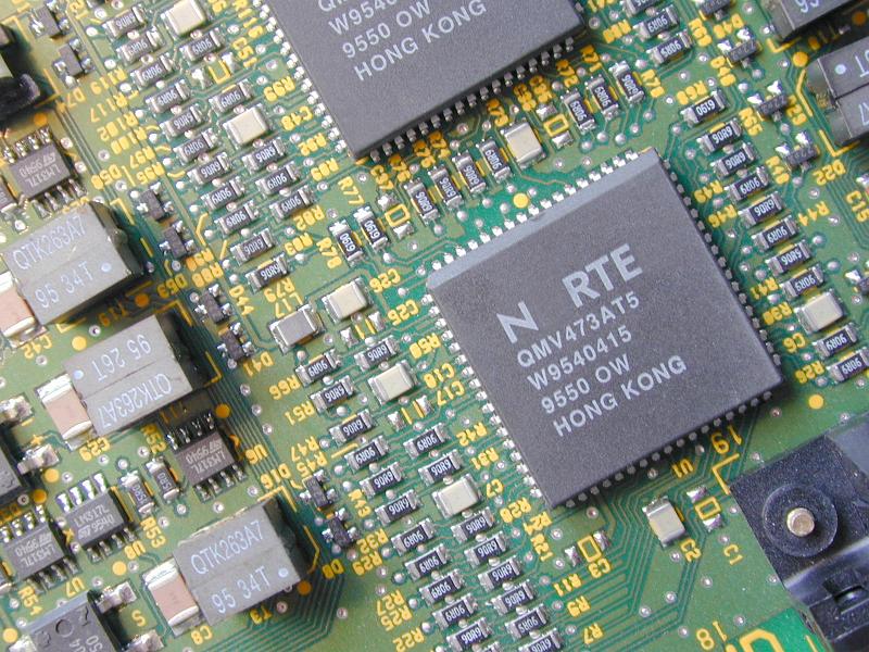 Free Stock Photo: Close-up view of microchips on computer board