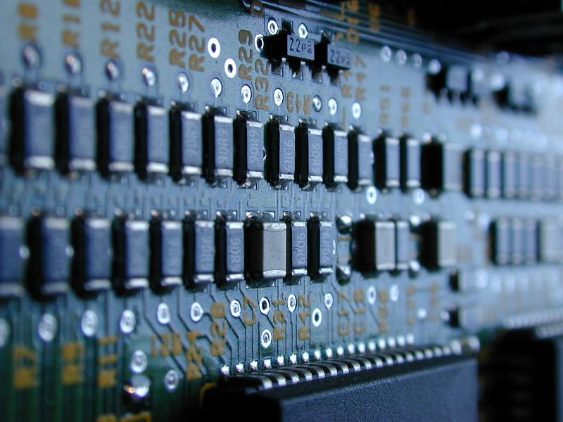 Free Stock Photo: components on a surface mount circuitboard arranged in neat lines