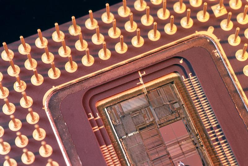 Free Stock Photo: macro image of a computer CPU and array connection pins