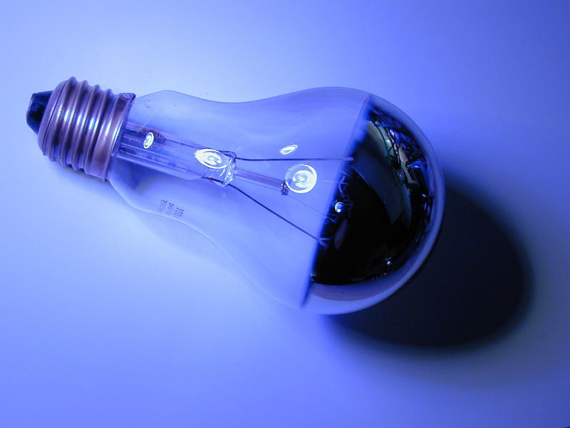 Free Stock Photo: blue tinted image of an ES screw in GLS half mirror reflector lamp