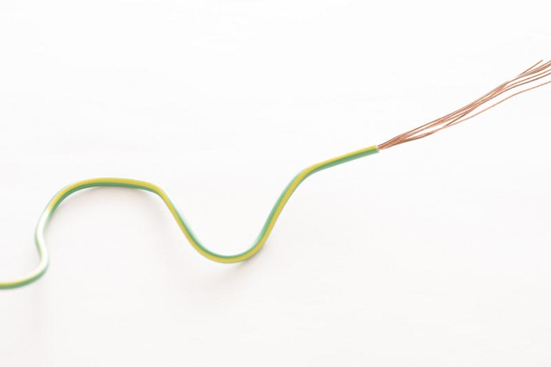 Free Stock Photo: Green and yellow sleved copper earth wire