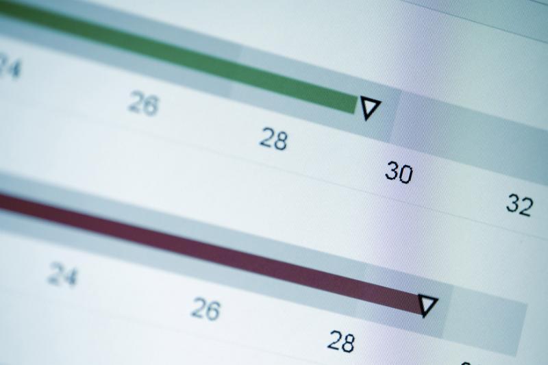Free Stock Photo: Thermometer chart with different temperatures showing in red and green