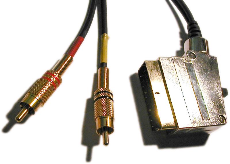 Free Stock Photo: a peritel or scart audio video connector with RCA component lead