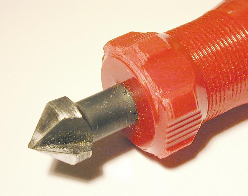 Free Stock Photo: Detail of the bit of a hand countersink tool for woodworking to enable screws to be mounted flush in the wood by making a conical recess