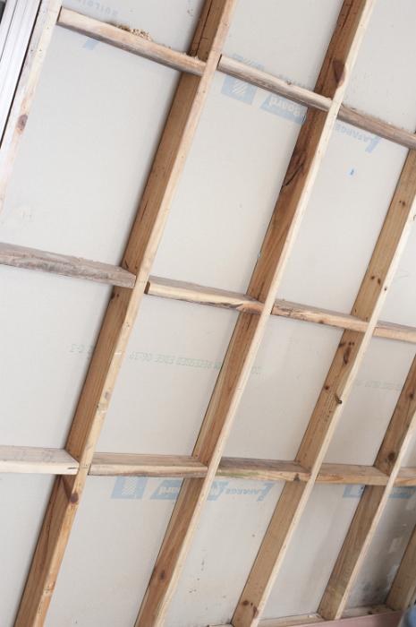 Free Stock Photo: Wall studding with timber framework for attaching plasterboard during construction