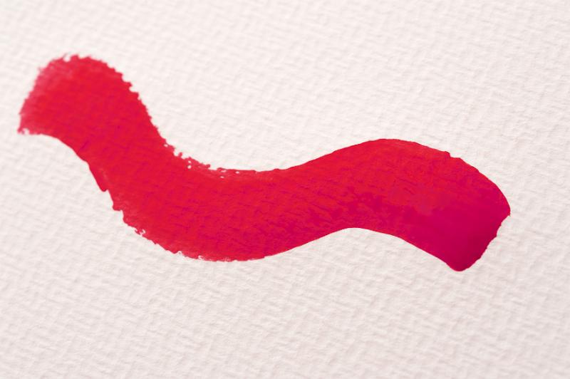 Free Stock Photo: Close up of simple hand painted red wavy line on textured canvas paper with copy space