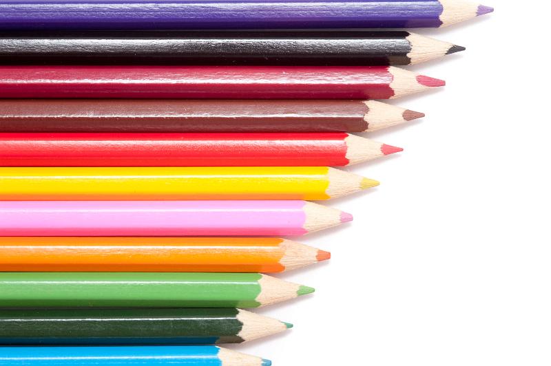 Free Stock Photo: Close up shot of colorful pencils isolated on white background