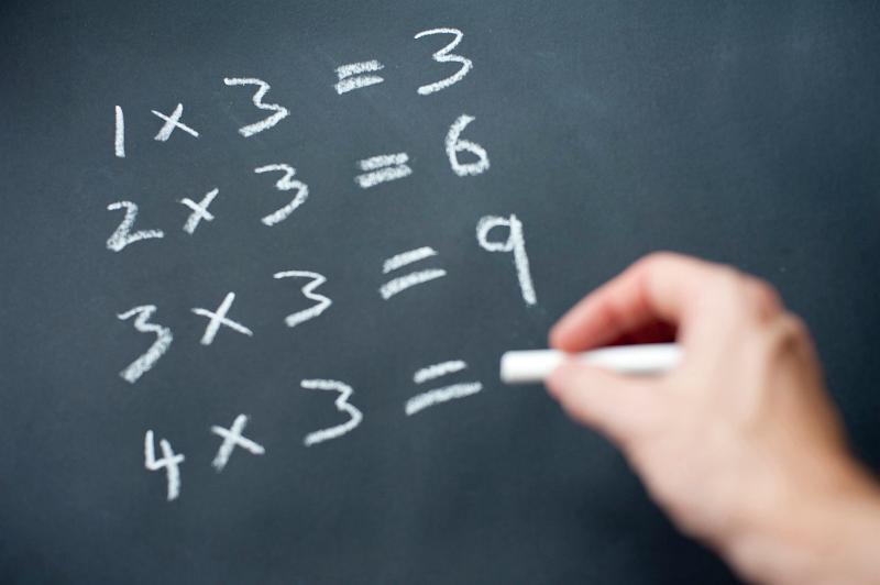 Free Stock Photo: Multiplication sentence written in multiples of three.