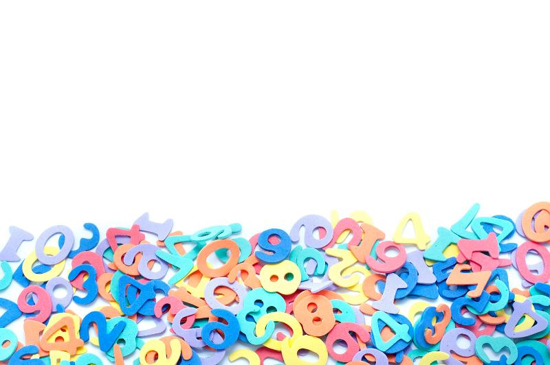 Free Stock Photo: Bunch of colorful numbers on white background with copy space
