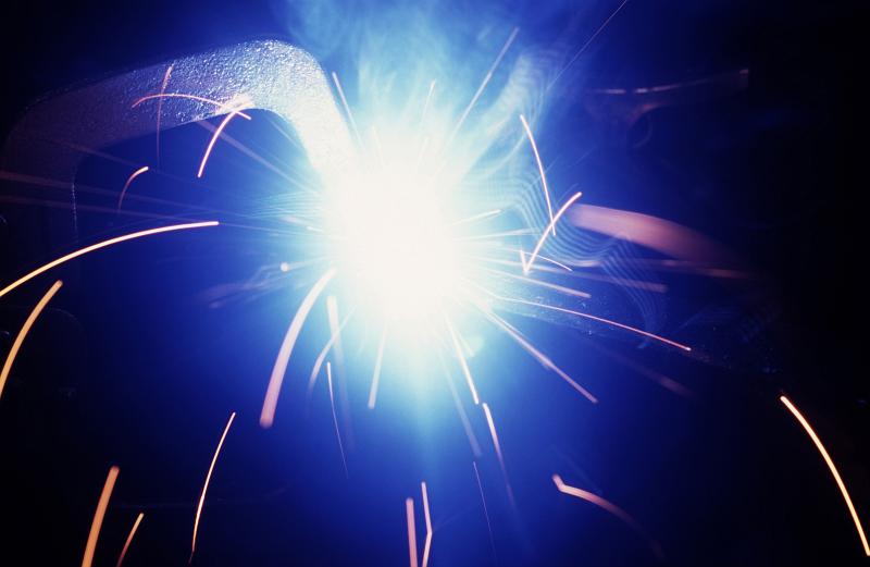 Free Stock Photo: bright blue glow and sparks from an arc welder