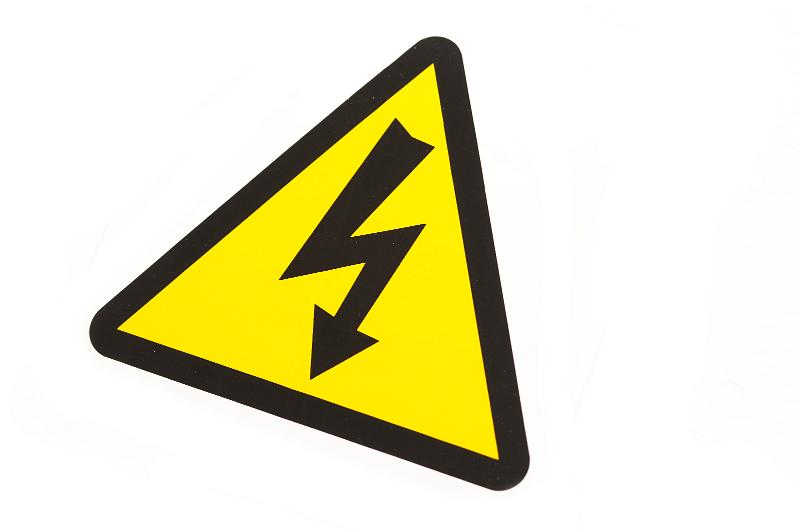 Free Stock Photo: a bright yellow risk of electric shock warning triangle