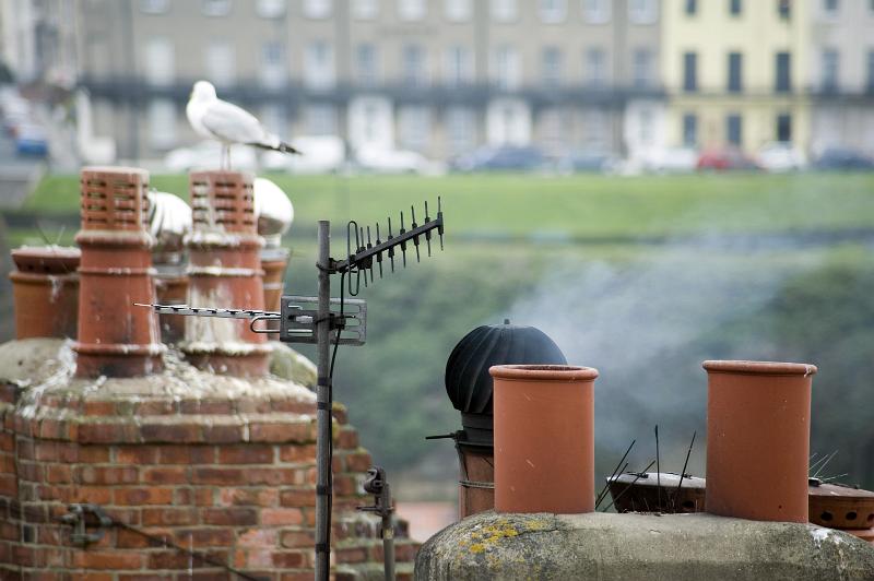 Free Stock Photo: smoke coming from a chimney pot, a home heated with a coal or wood fire