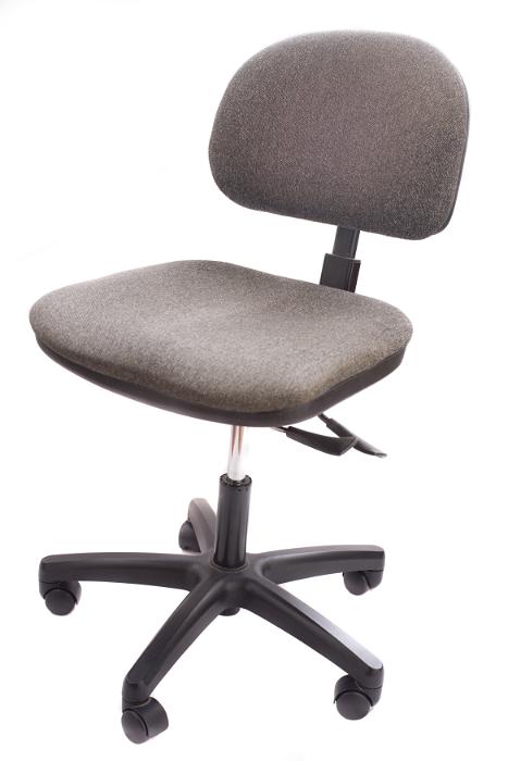 Free Stock Photo: Upholstered brown swivel office chair on five casters isolated on white facing towards the camera