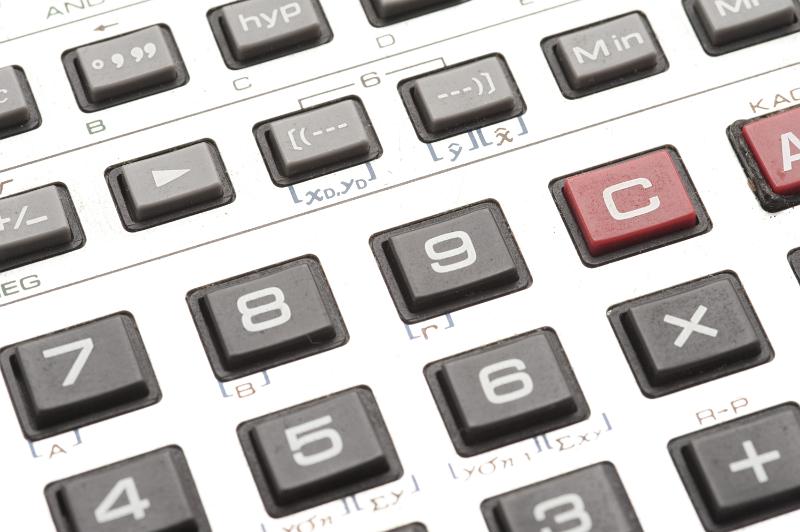 Free Stock Photo: Close up shot of gray calculator digits