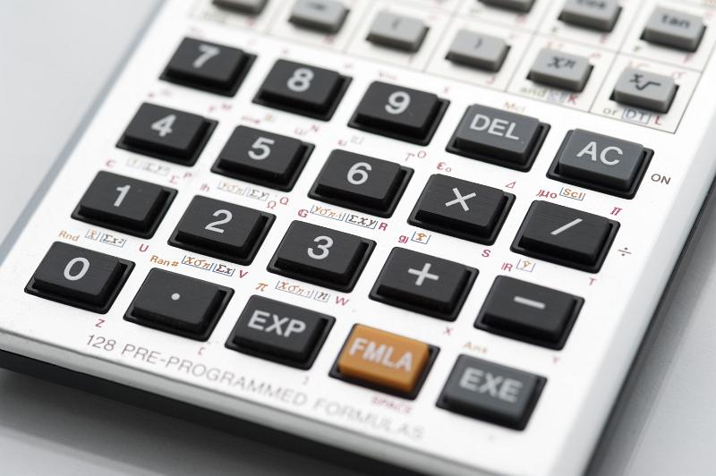 Free Stock Photo: Closeup of the keypad and numerical keys and functions on a calculator