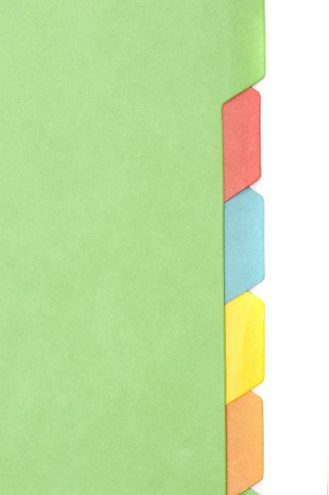 Free Stock Photo: Blank coloured index tabs in a folder filing system