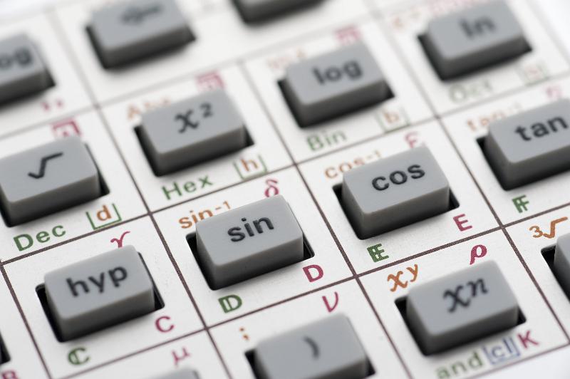 Free Stock Photo: Close up shot of trigonometry calculator keys - selective focus