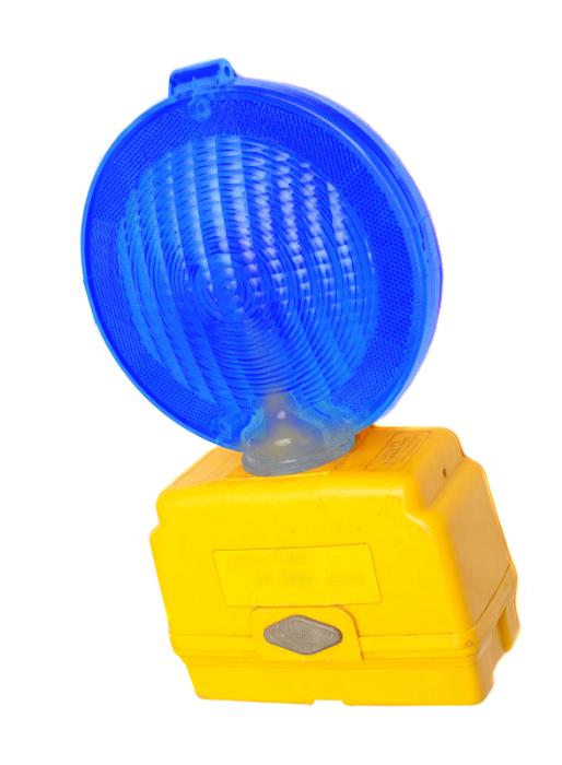 Free Stock Photo: Portable police warning light with a large blue reflector and its own battery pack to be used to warn people in an emergency