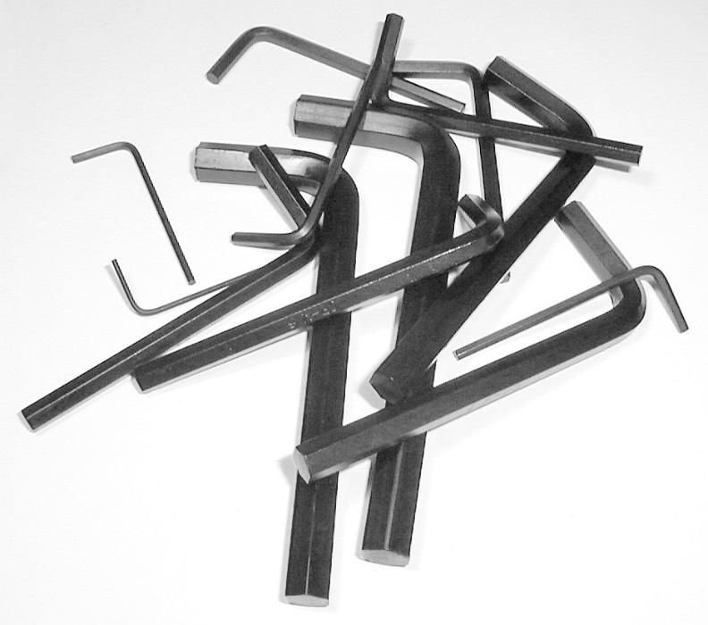Free Stock Photo: High Angle of Collection of Metal Allen Keys in Various Sizes Jumbled on White Background