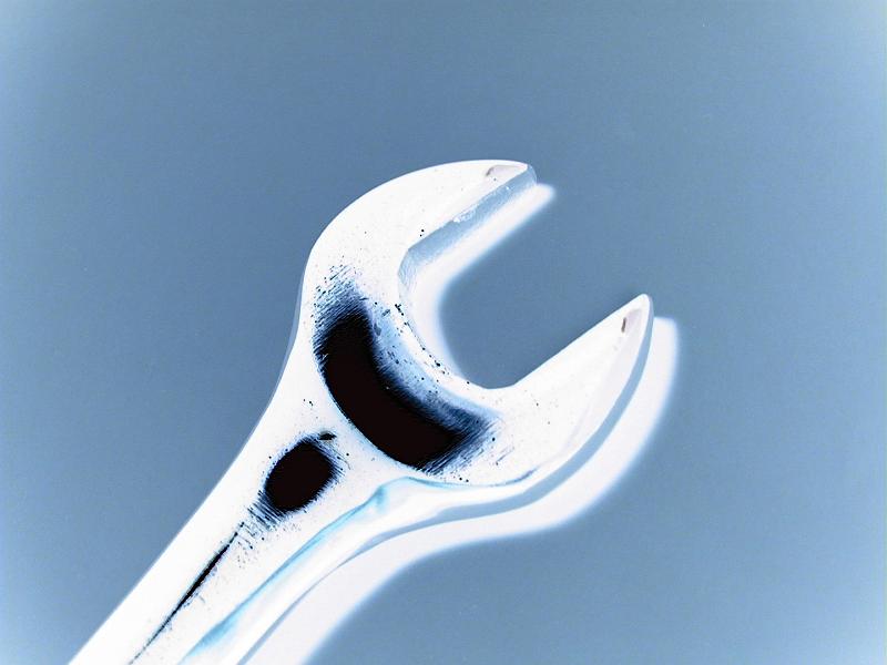 Free Stock Photo: Colorized Image of Head of Spanner Wrench in Blue