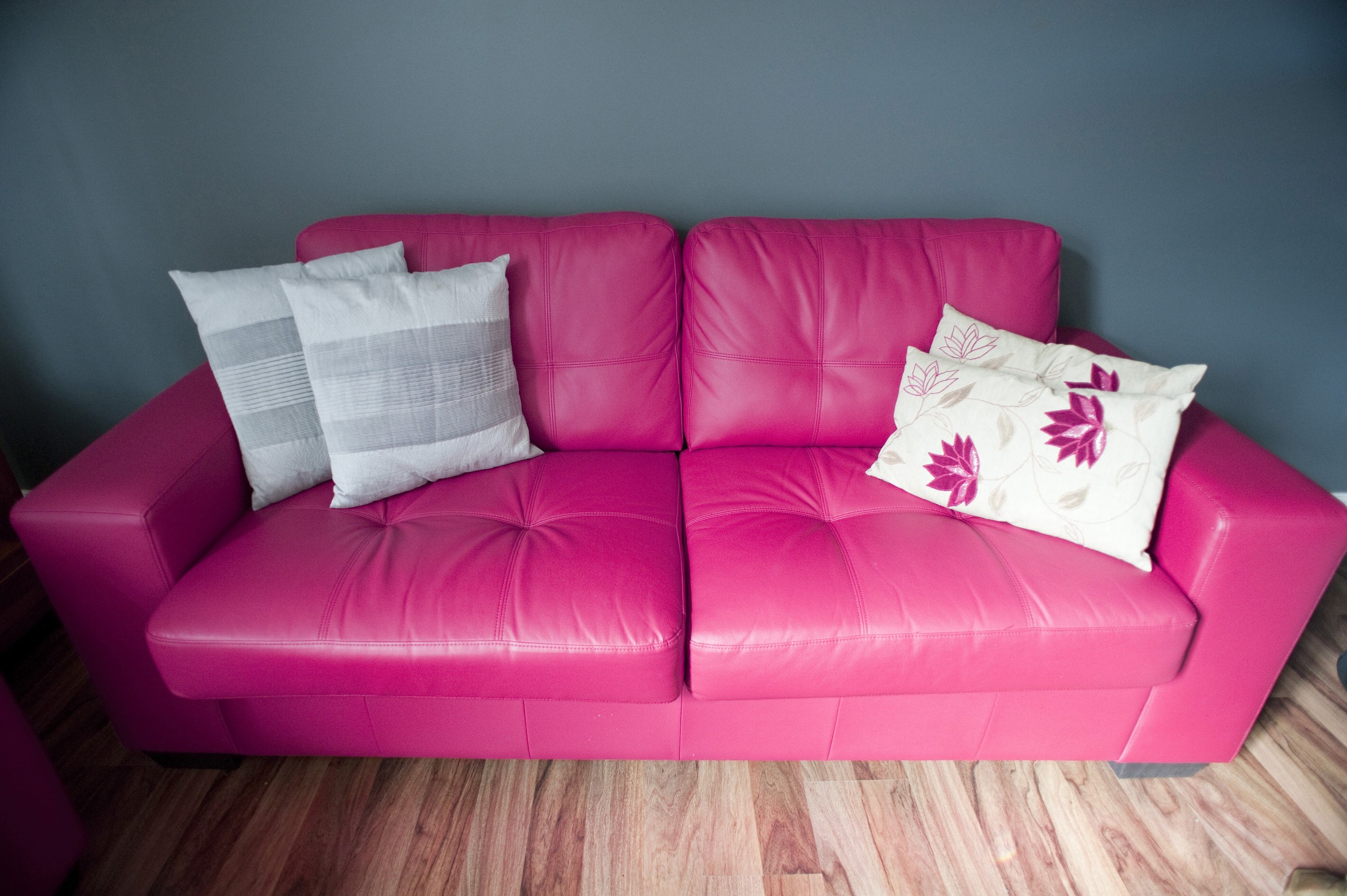 Free Image Of Stylish Pink Leather Sofa, Pink Leather Furniture